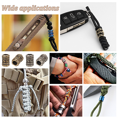4Pcs 2 Colors Outdoor EDC Tool Brass Parachute Rope European Beads KK-NB0003-55-1