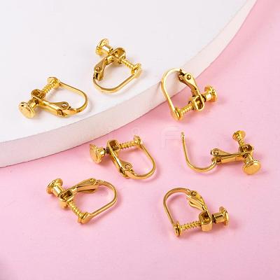 Brass Screw On Clip-on Earring Findings KK-L164-02G-1