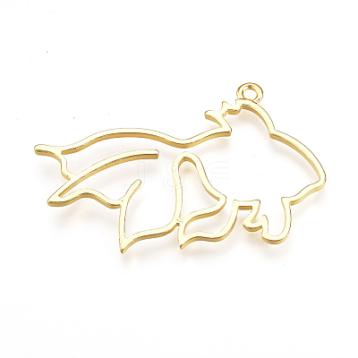 Rack Plating Alloy Open Back Bezel Pendants PALLOY-Q351-54G-FF-1