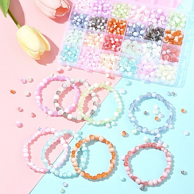850Pcs Crackle Glass Beads Strands GLAA-FS0002-08-1