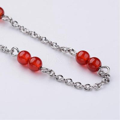 304 Stainless Steel Chain Anklets AJEW-AN00170-1