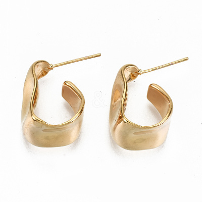 Brass Half Hoop Earrings KK-S356-149G-NF-1