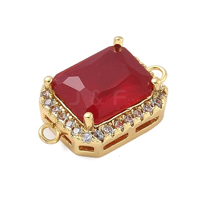 Rack Plating Brass Micro Pave Clear Cubic Zirconia Rectangle Connector Charms KK-A234-028-1