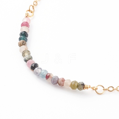 December Birthstone Natural Multicolor Tourmaline Beaded Bracelets BJEW-JB06092-12-1