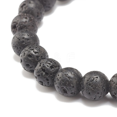 Natural Lava Rock Stretch Bracelet with Tree of Life BJEW-JB07692-1