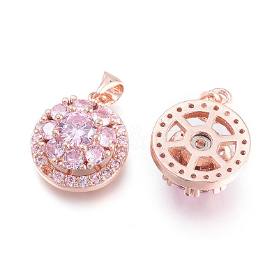 Brass Micro Pave Cubic Zirconia Pendants ZIRC-L094-01-RG-1