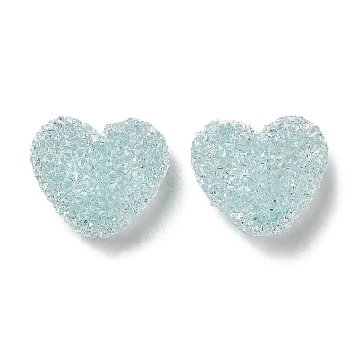 Drusy Heart Resin Rhinestone Beads RESI-C038-01-1