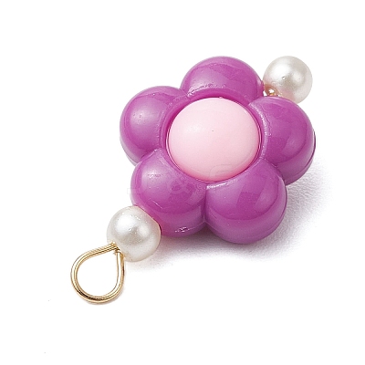 Two Tone Opaque Acrylic Beads with 304 Stainless Steel Flat Head Pins Pendants PALLOY-JF03483-01-1