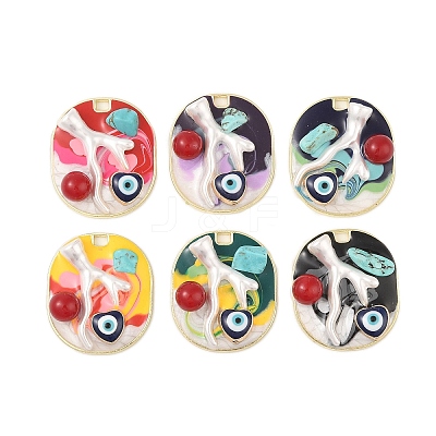 Rack Plating Alloy Enamel Pendants FIND-Z062-03G-1