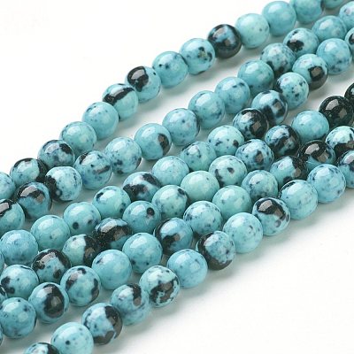 Synthetic Ocean White Jade Bead Strands G-J350-8mm-07-1
