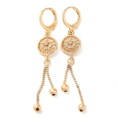 Rhinestone Flower Leverback Earrings EJEW-K256-08KCG-1
