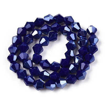 Opaque Solid Color Electroplate Glass Beads Strands EGLA-A039-P6mm-A10-1