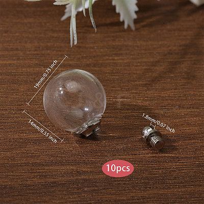 10Pcs Screwable Alloy Transparent Glass Pendants GLAA-CA0001-61-1