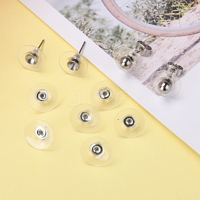 Brass Bullet Clutch Bullet Clutch Earring Backs with Pad KK-C3213-S-1