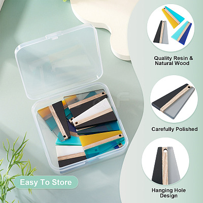 10Pcs 5 Colors Resin & Wood Pendants RESI-TA0004-50-1