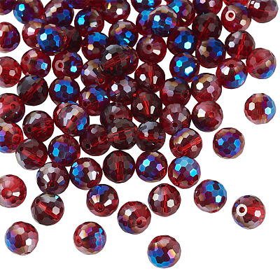 80Pcs Half Rainbow Plated Glass Beads EGLA-TA0013-04B-1