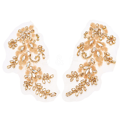 1 Pair Computerized Embroidery Polyester with Glass and Stainless Steel Iron on/Sew on Patches DIY-FG0010-35B-1