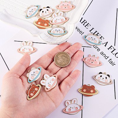 25Pcs 5 Style Zinc Alloy Enamel Pendants ENAM-CJ0001-104-1