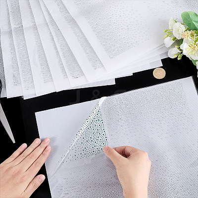 14Pcs Glass Rhinestone HTV Transfer Vinyl Sheets DIY-FG0010-29E-1