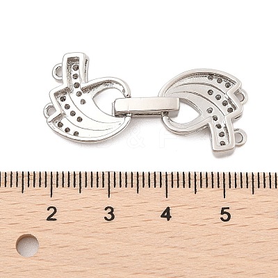 Brass Micro Pave Clear Cubic Zirconia Fold Over Clasps KK-C075-08P-1