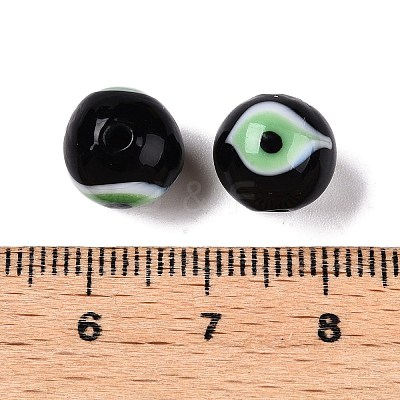 Handmad Evil Eye Round Lampwork Beads LAMP-T021-17E-1