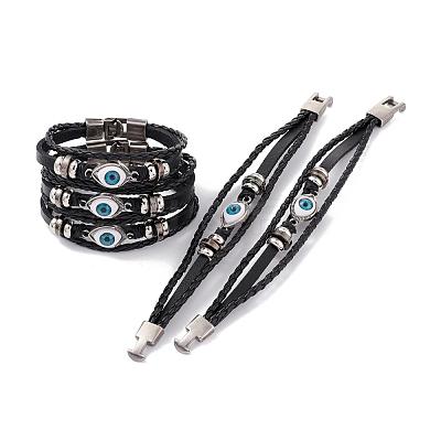 Multi- Strand Leather Cord Bracelets BJEW-D423-06A-1
