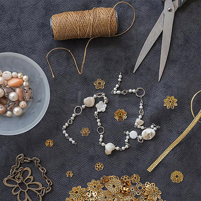 320Pcs 8 Styles Tibetan Style Alloy Bead Caps TIBE-GO0001-02-1