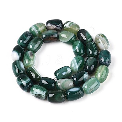 Dyed Natural Banded Agate Beads Strands G-T144-44E-1