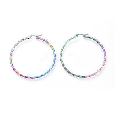Electroplated 304 Stainless Steel Big Hoop Earrings EJEW-G258-02B-1
