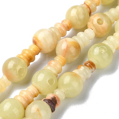 Natural Xiuyan Jade 3-Hole Guru Bead Strands G-K149-48-1