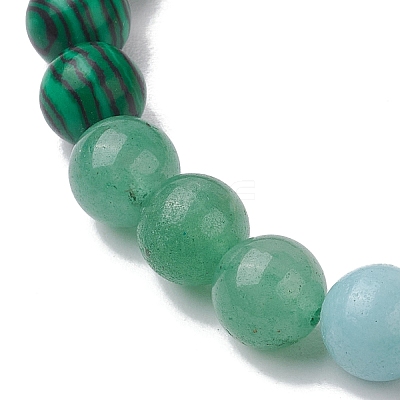 8mm Round Natural Tiger Eye & Topaz Jade & Golden Sheen Obsidian & Quartz Crystal & Green Aventurine & Amazonite BJEW-JB10624-01-1