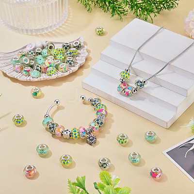 40Pcs 4 Colors Resin European Beads RPDL-TA0001-15-1