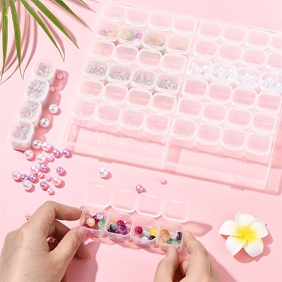 1Pc Transparent Plastic 56 Grids Bead Containers CON-YW0001-86-1