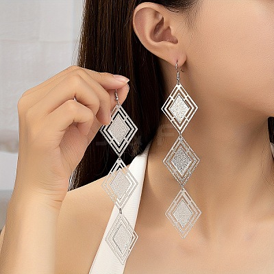 Alloy Rhombus Dangle Earrings FS-WG9FBBE-01-1