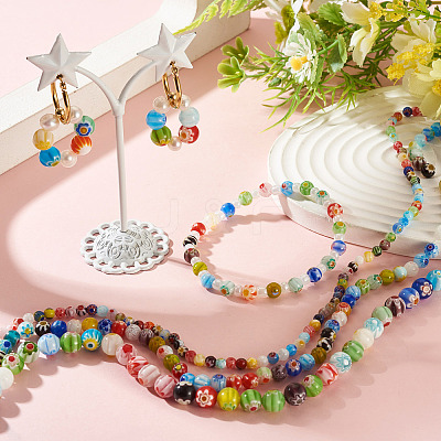3 Strands 3 Styles Handmade Millefiori Glass Round Bead Strands LAMP-TA0002-68-1
