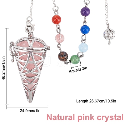 Natural Rose Quartz Cone Dowsing Pendulums G-SC0002-22D-1