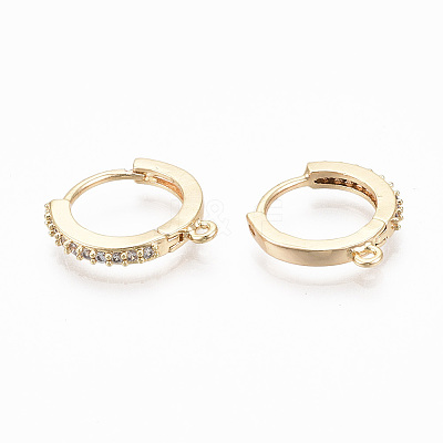 Brass Micro Pave Cubic Zirconia Huggie Hoop Earring Findings X-KK-T063-013-NF-1