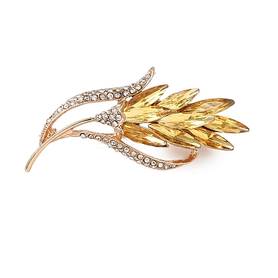 Wheat Shape Alloy Rhinestone Lapel Pins for Backpack Clothes JEWB-B038-01G-1