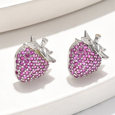 Brass Micro Pave Cubic Zirconia Stud Earrings EJEW-Q015-13P-01-1