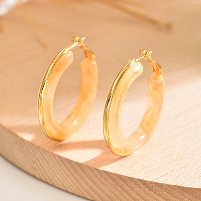 201 Stainless Steel Acrylic Hoop Earrings for Women IG1029-2-1