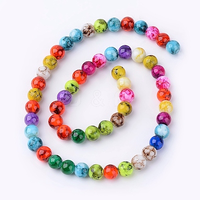 Spray Painted Glass Beads Strands X-DGLA-MSMC001-14-1