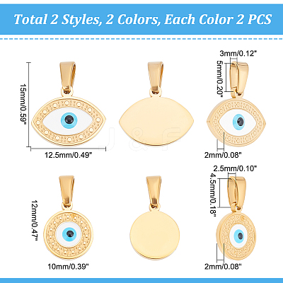 8Pcs 4 Style 304 Stainless Steel Pendants STAS-DC0010-02-1