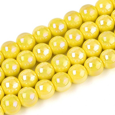 Electroplate Opaque Glass Beads Strands GLAA-T032-P8mm-AB16-1