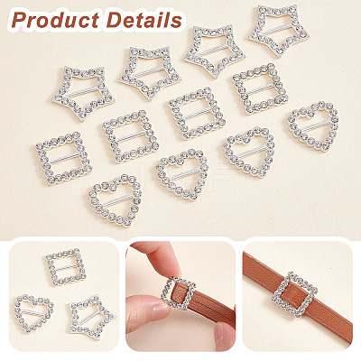 AHADEMAKER 60Pcs 3 Style Alloy Crystal Rhinestone Shoe Decoration FIND-GA0002-81-1
