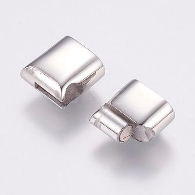 Tarnish Resistant Rectangle 304 Stainless Steel Magnetic Clasps with Glue-in Ends STAS-M195-11-1