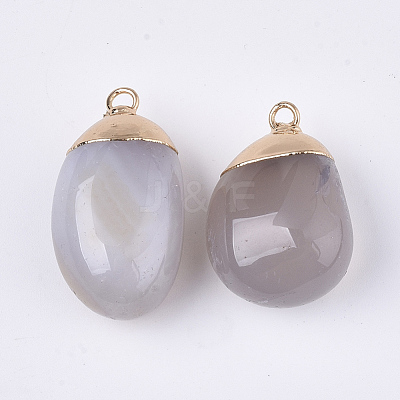Electroplate Natural Grey Agate Pendants G-S344-81-1