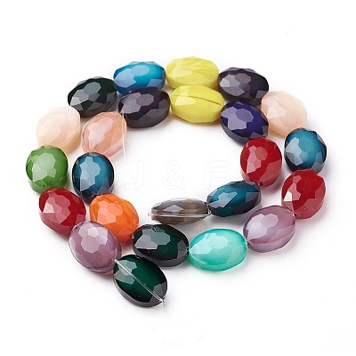 Pearl Luster Plated Glass Bead Strands EGLA-E037-PL08-1