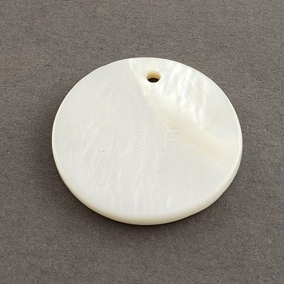 Flat Round Sea Shell Charms SSHEL-R025-11.5mm-1
