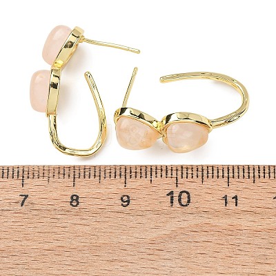 Valentine's Day Heart Natural & Synthetic Mixed Stone Stud Earrings EJEW-T053-01G-1