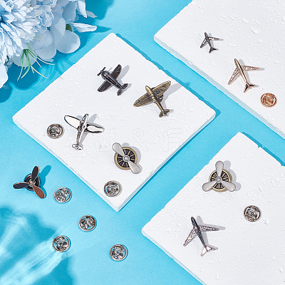 9Pcs 9 Styles Alloy Lapel Pin Backs for Backpack Clothes JEWB-SC0001-88-1